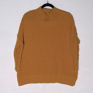 5/$25 Mustard Yellow Oversized Textured Knit Doleman Style Sleeve Sweater M